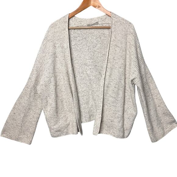 Everlane Wool Open Front Cardigan Wide Sleeve Oatmeal Layering M Fall Cozy - Picture 1 of 7